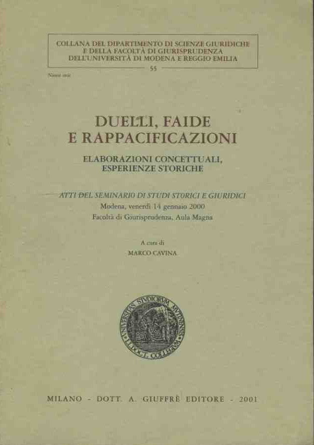 Duelli,faide e rappacificazioni - copertina