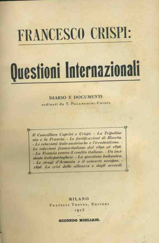 Questioni internazionali - copertina