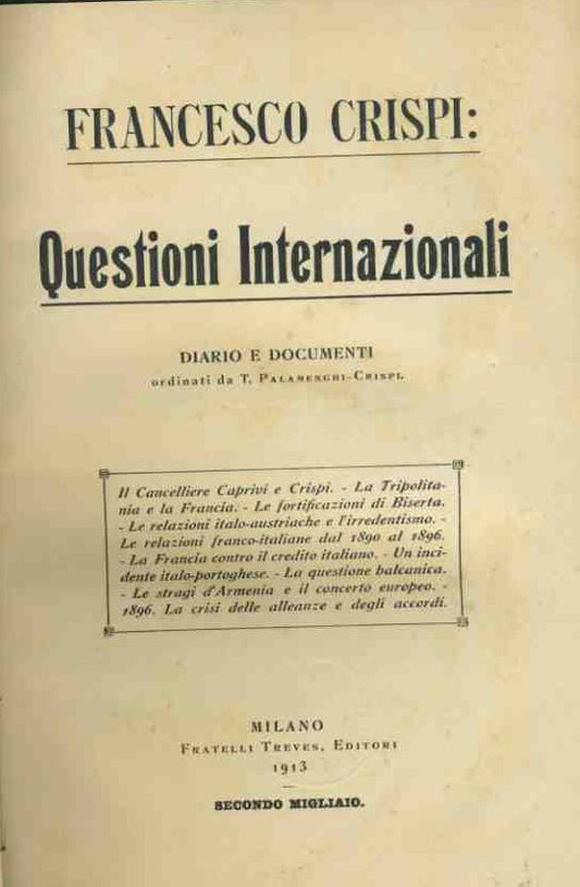 Questioni internazionali - copertina