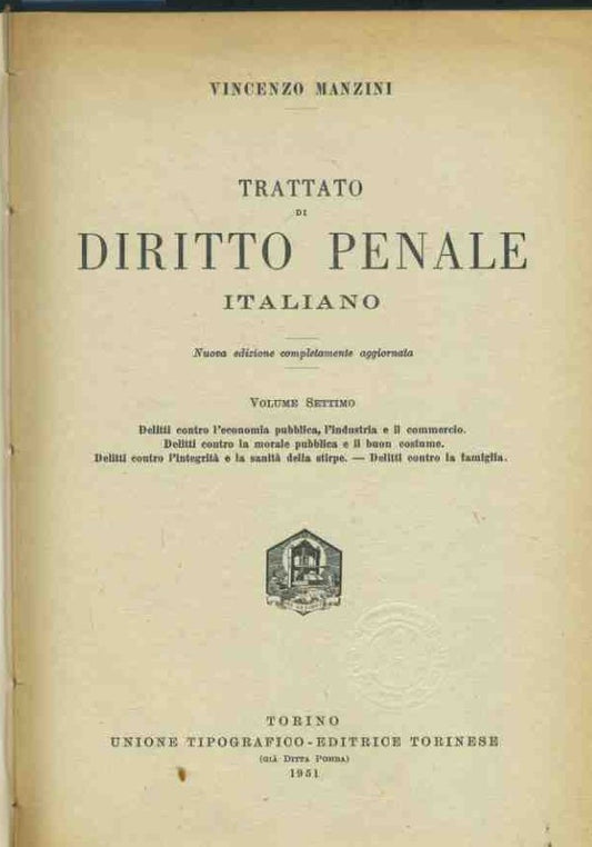 Trattato di diritto penale italiano. Vol. 7 - copertina