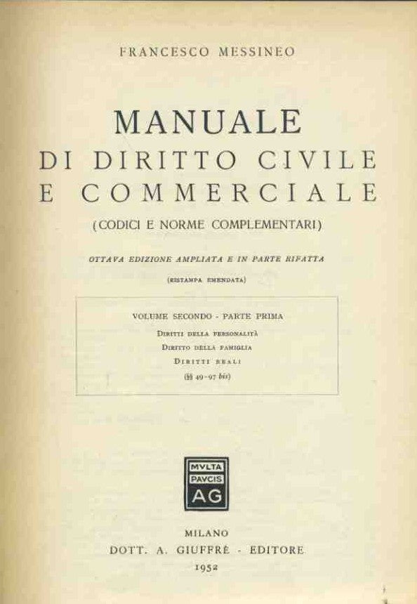 Manuale di diritto civile e commerciale. Vol. 2 parte I - copertina