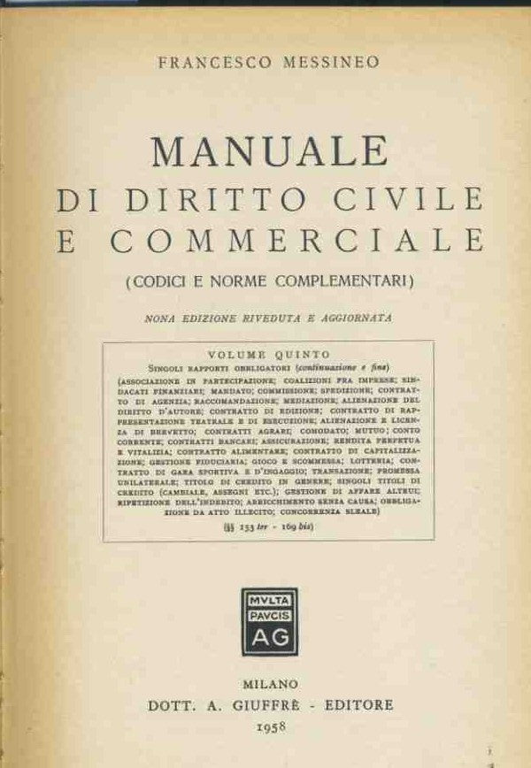 Manuale di diritto civile e commerciale. Vol. 5 - copertina