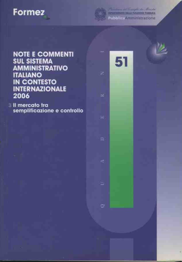 Note e commenti sul sistema amministrativo italiano in contesto internazionale 2006 - copertina