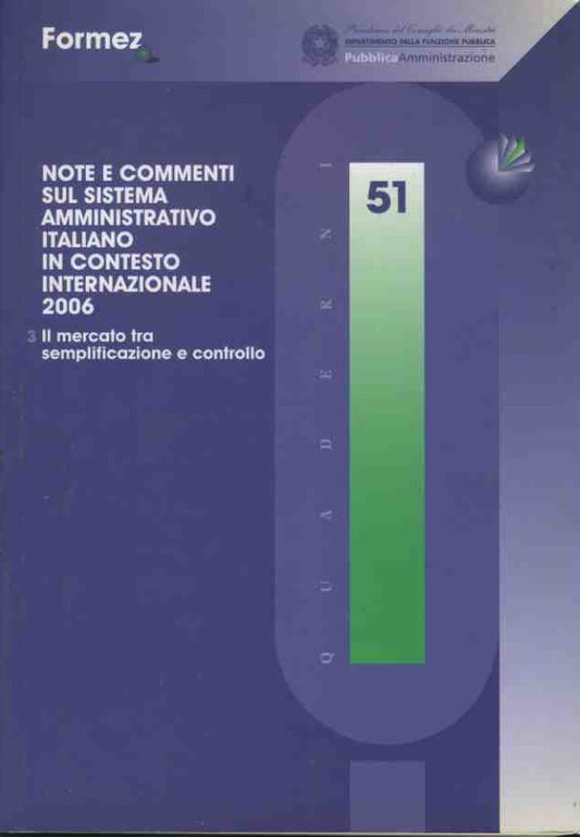 Note e commenti sul sistema amministrativo italiano in contesto internazionale 2006 - copertina