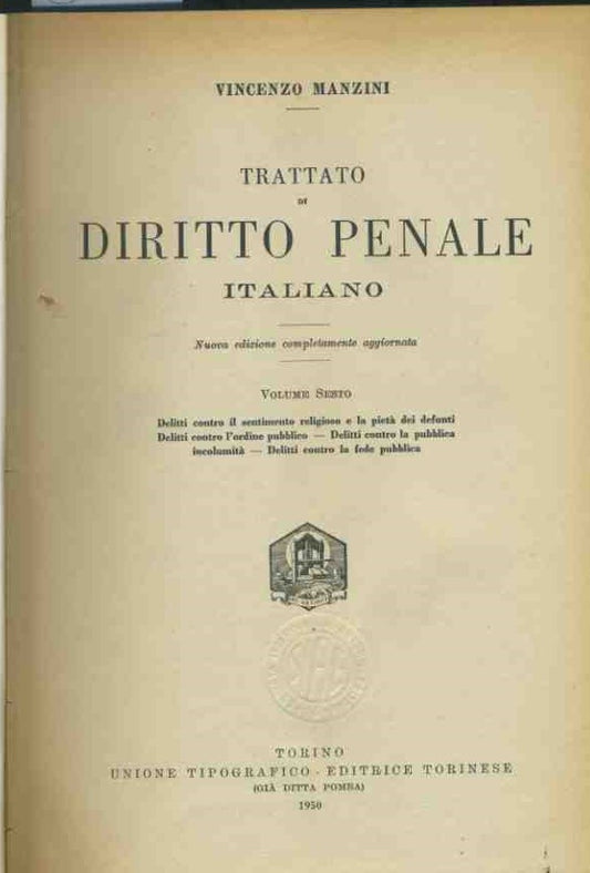Trattato di diritto penale italiano. Volume 6 - copertina