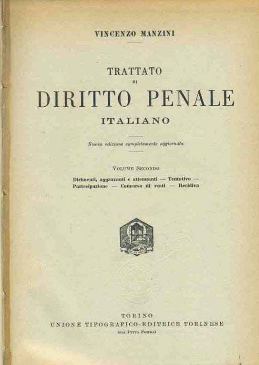 Trattato di diritto penale italiano. Volume secondo - copertina