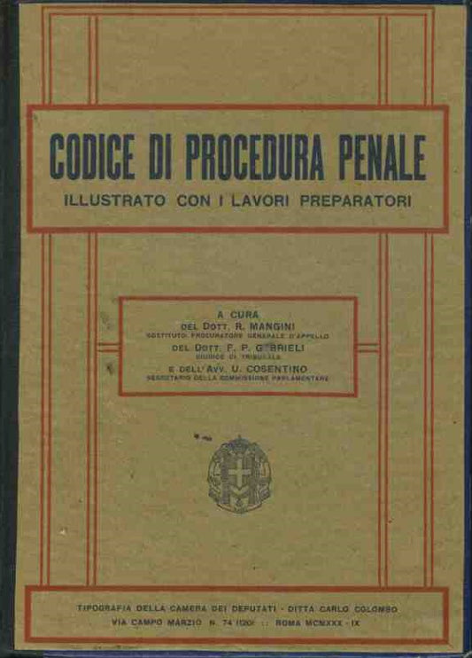 Codice di procedura penale illustrato con i lavori preparatori - copertina