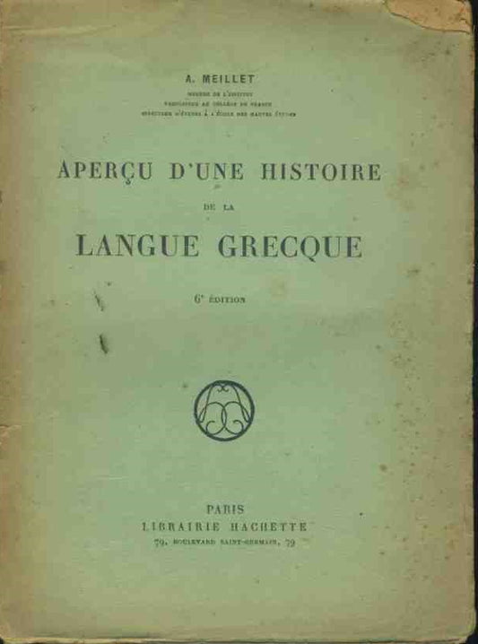 Apercu d'une histoire de la langue grecque - copertina