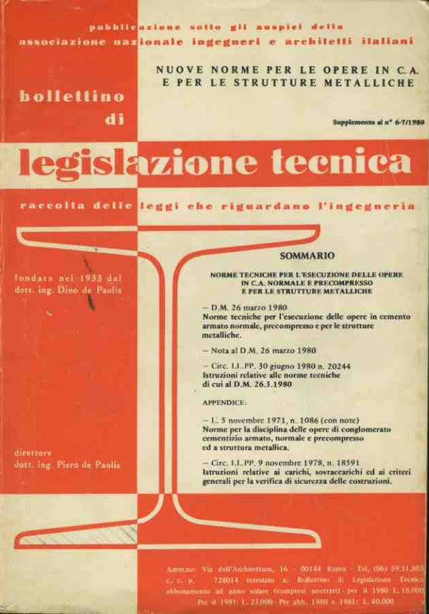 Bollettino di legislazione tecnica 1980 - copertina