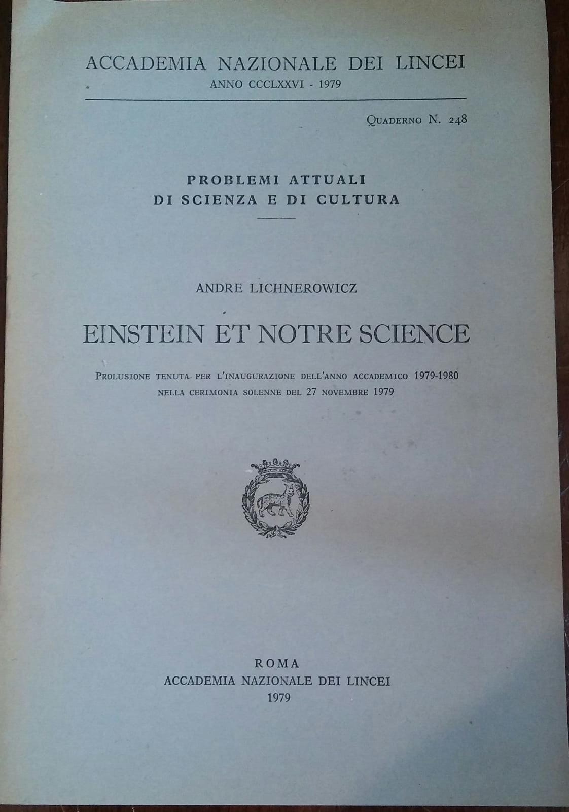 EINSTEIN ET NOTRE SCIENCE - copertina