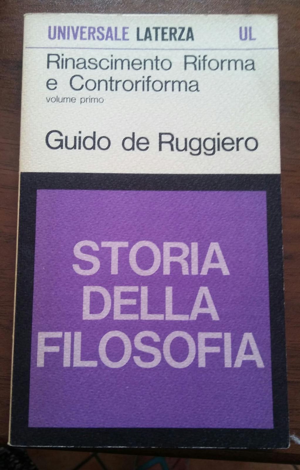 RINASCIMENTO RIFORMA E CONTRORIFORMA.STORIA DELLA FILOSOFIA. - copertina