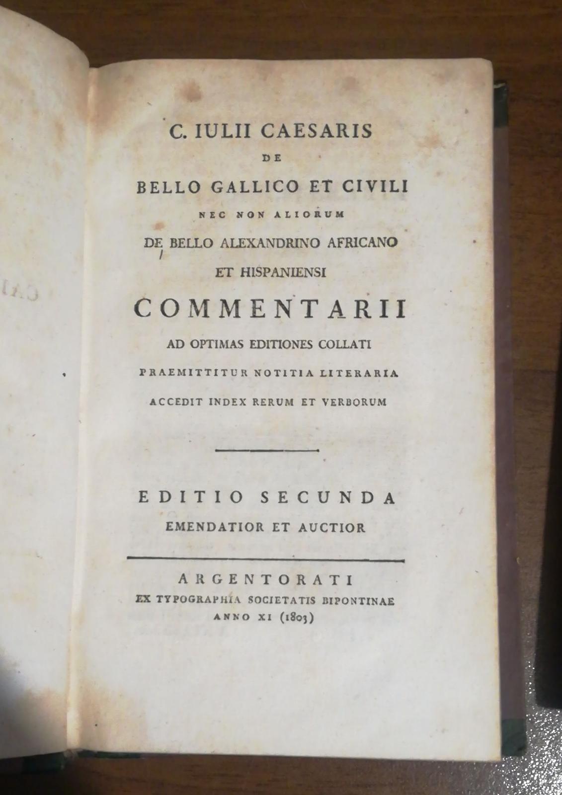Commentarii de bello gallico et civili VOL 1 2 - copertina