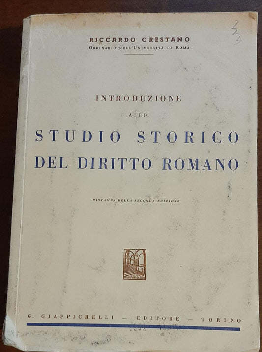INTRODUZIONE ALLO STUDIO STORICO DEL DIRITTO ROMANO 1967 - copertina
