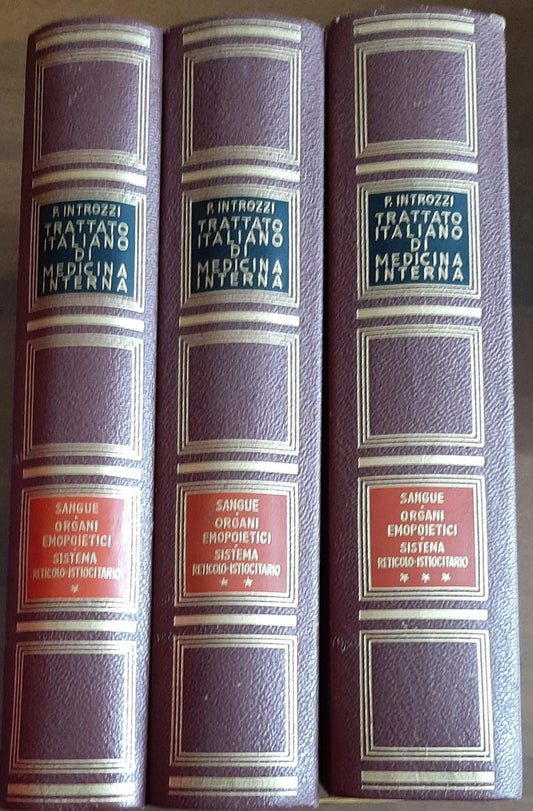 Sangue-organi emopoietici-sistema reticolo-istiocitario Vol. I° , II°, III° Trattato italiano di medicina interna - copertina