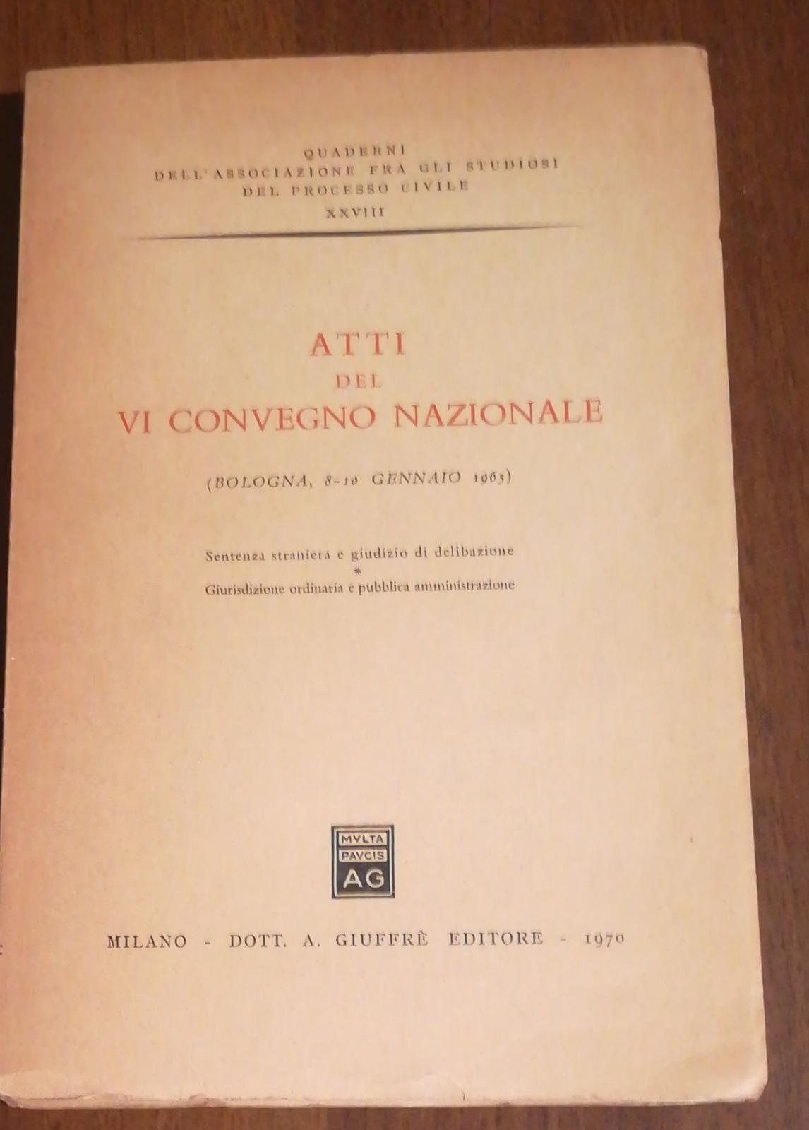 ATTI DEL VI CONVEGNO NAZIONALE - copertina