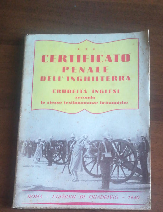 Certificato penale dell'Inghilterra 1940 - copertina