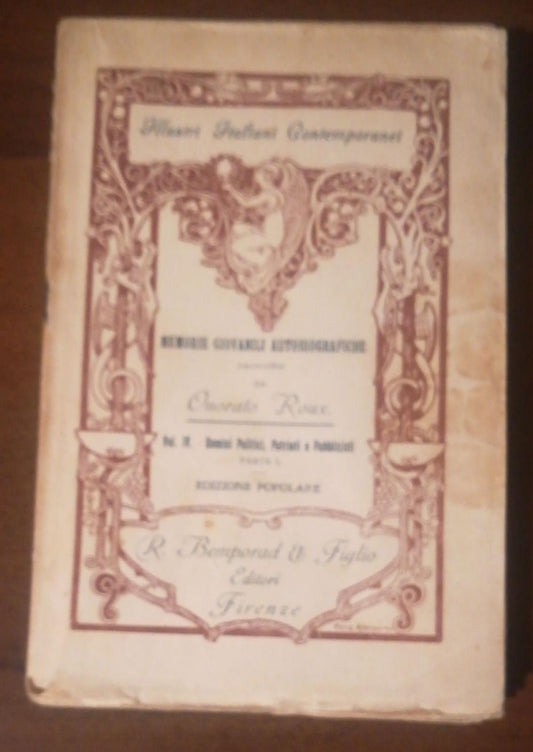 ILLUSTRI ITALIANI CONTEMPORANEI MEMORIE GIOVANILI AUTOBIOGRAFICHE - copertina