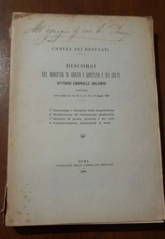 Camera dei Deputati Discorsi del ministro di grazia e dei culti - copertina