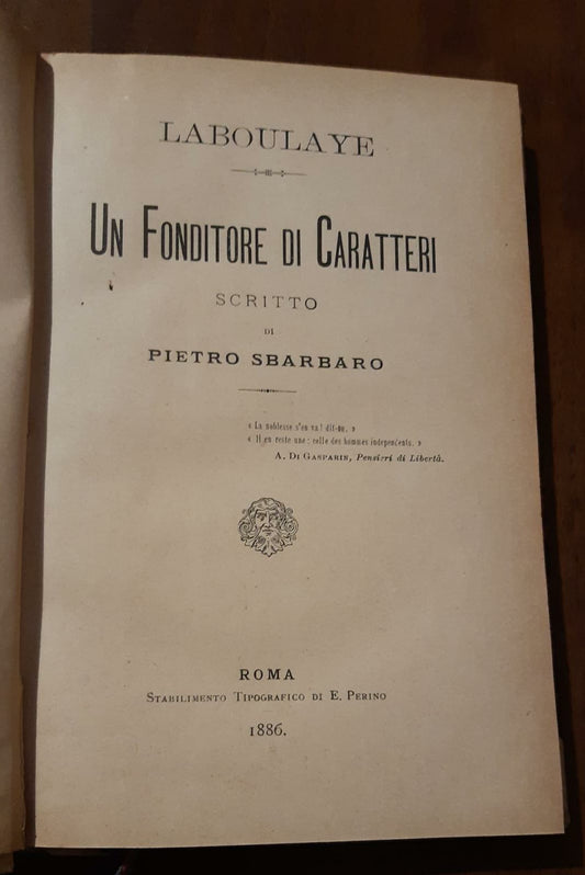 Laboulaye: un fonditore di caratteri. - copertina