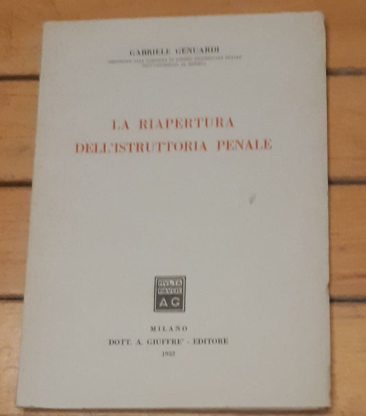 La riapertura dell'istruttoria penale - copertina