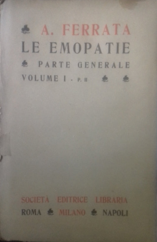 Le emopatie. Parte generale, volume 1 - p. II - copertina