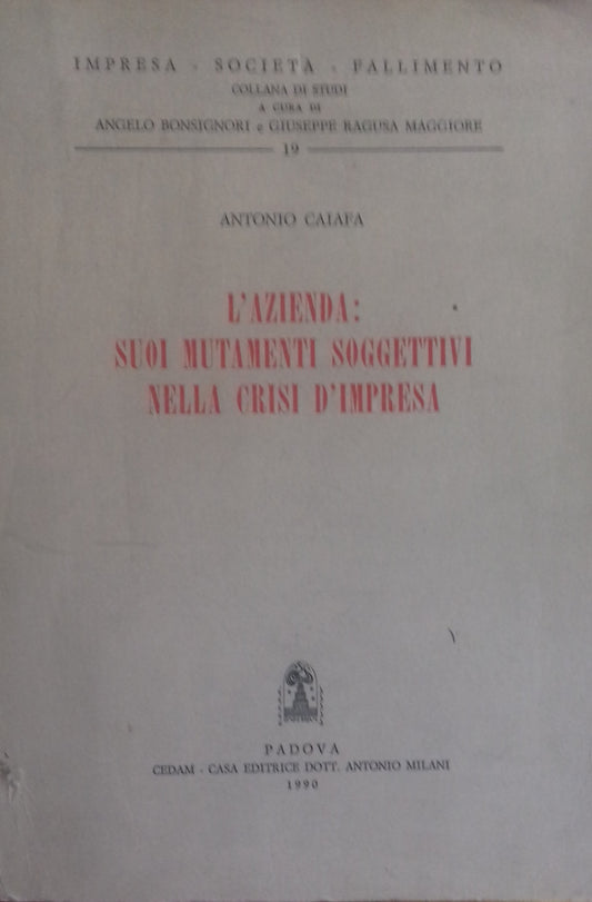 L'azienda: suoi mutamenti soggettivi nella crisi d'impresa - copertina