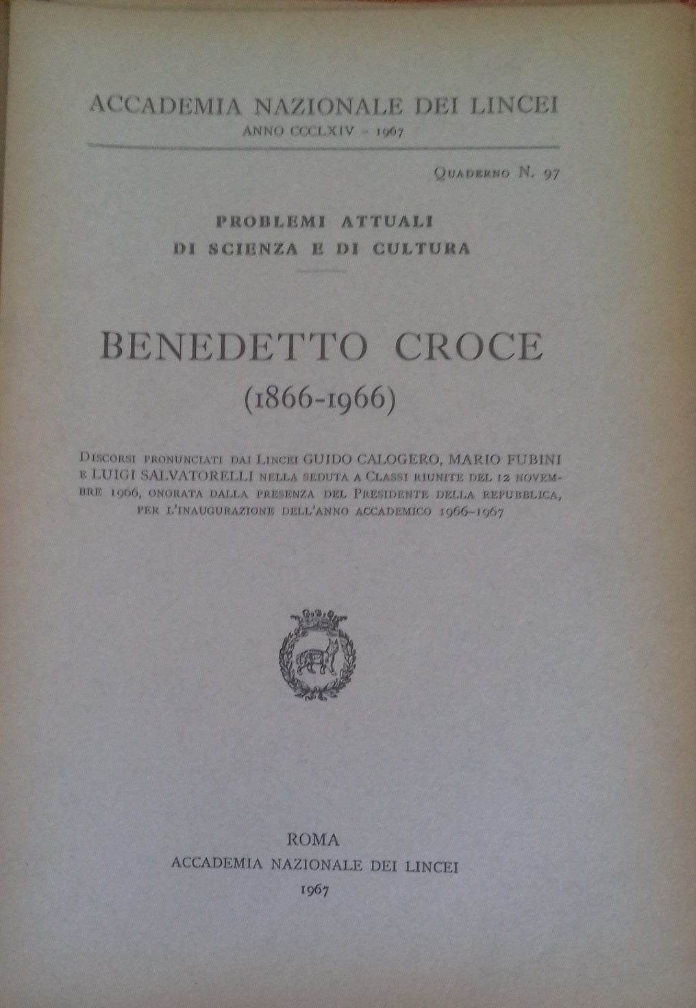 Benedetto Croce (1866-1966) - copertina