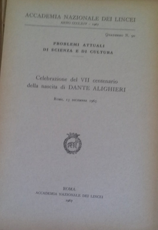 Celebrazione del VII anniversario della nascita di DANTE ALIGHIERI - copertina