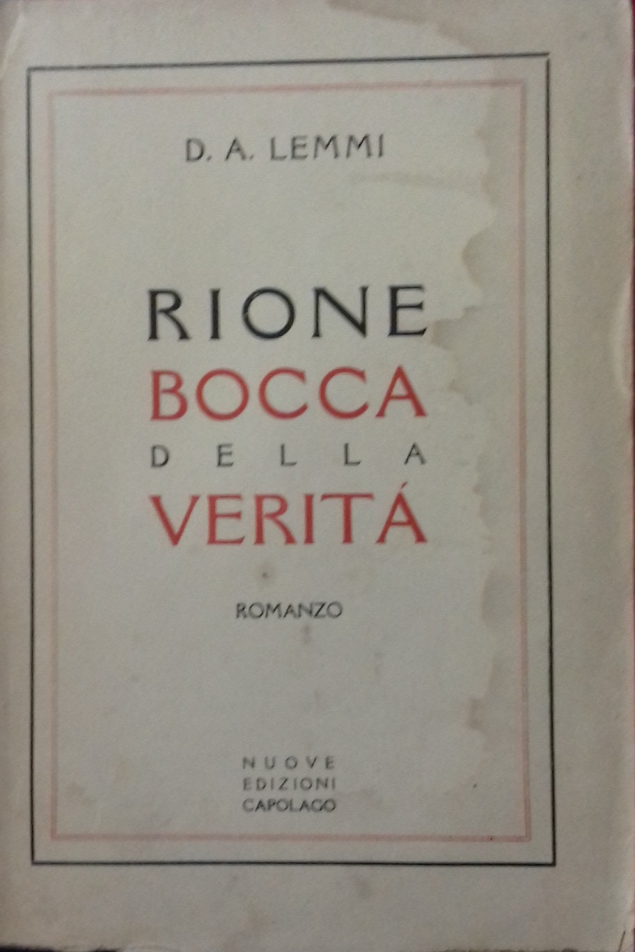 Rione Bocca della Verità. Romanzo - copertina