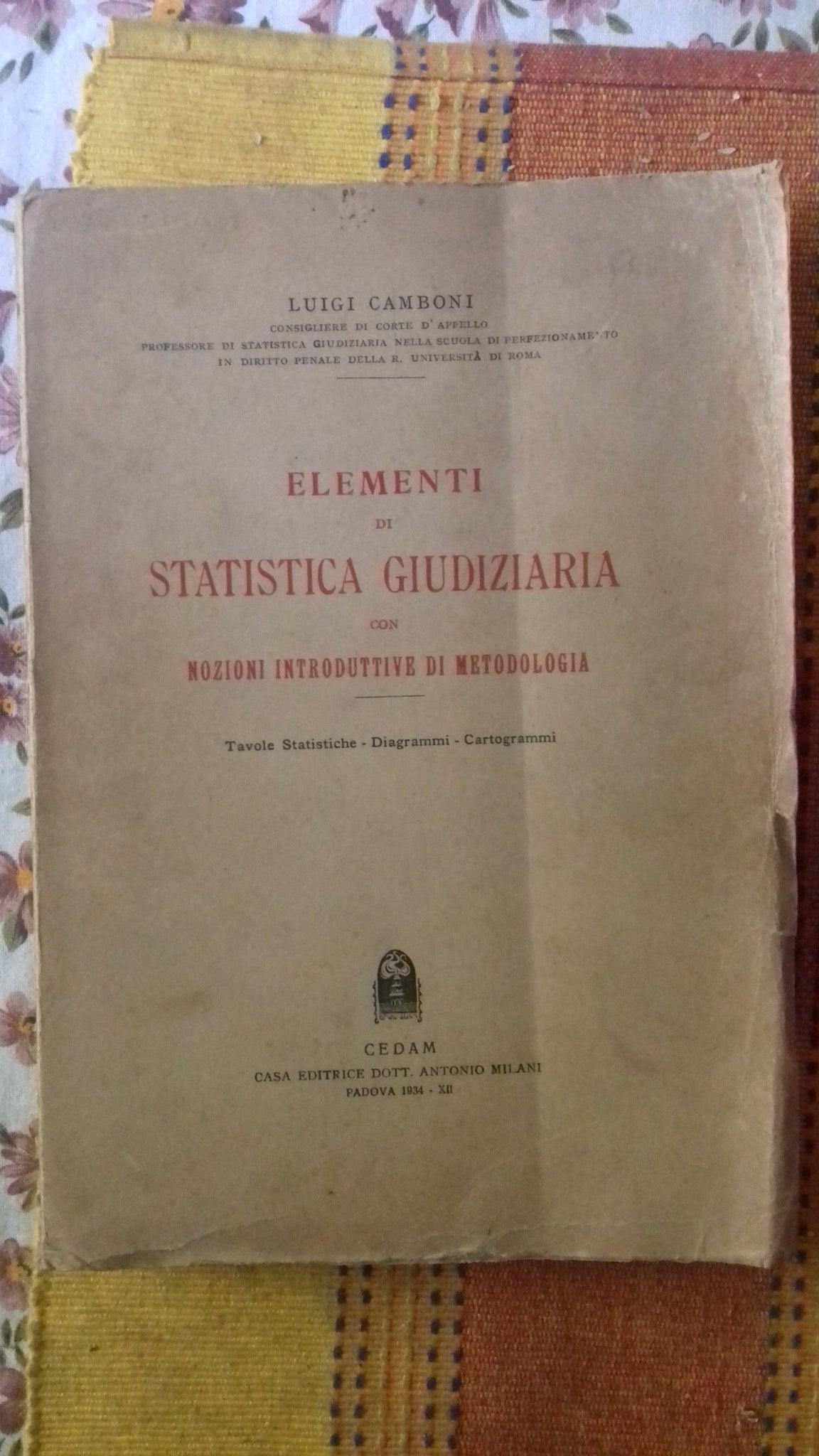 Elementi di statistica giudiziaria con nozioni introduttive di metodologia. Tavole statistiche - Diagrammi - Cartogrammi - copertina