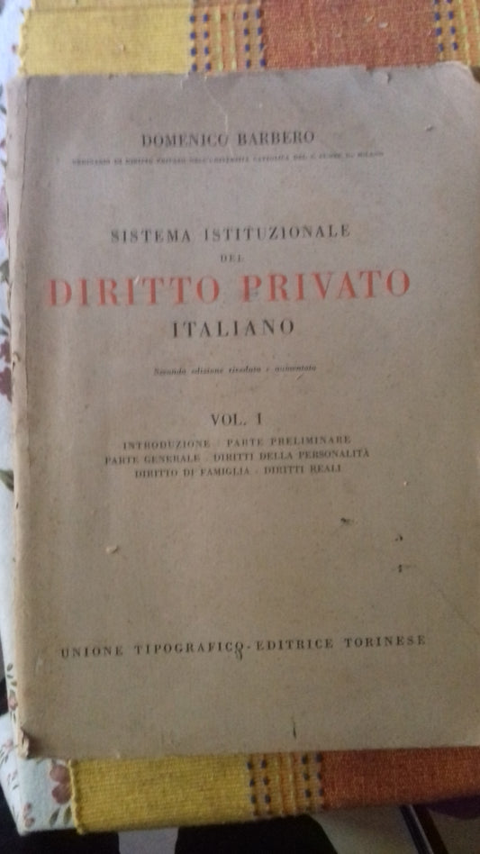 Sistema istituzionale del Diritto Privato Italiano. Vol. 1 - copertina