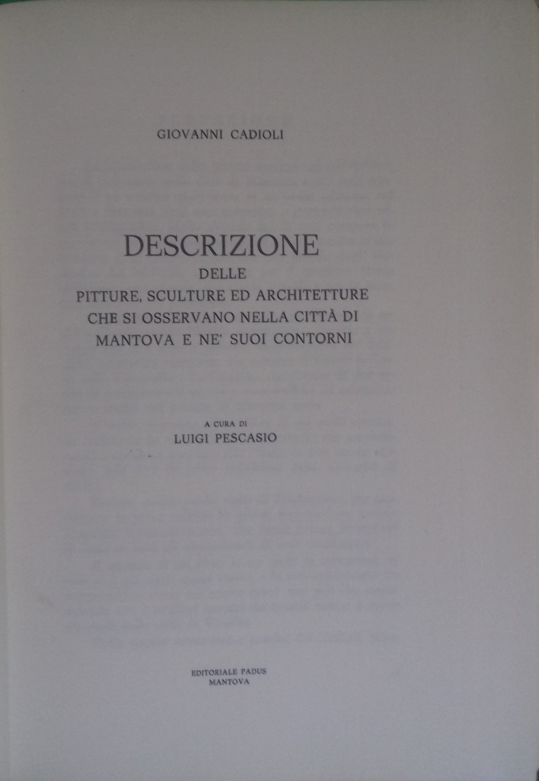 Descrizione delle pitture, sculture ed architetture che si osservano nella città di Mantova e ne' suoi contorni - copertina