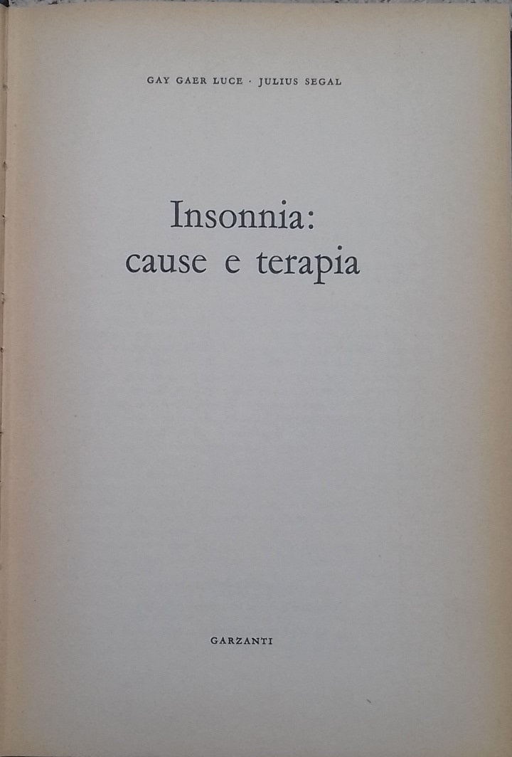 Insonnia. Cause e terapia - copertina