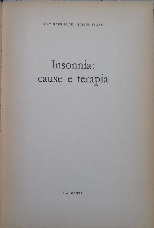 Insonnia. Cause e terapia - copertina