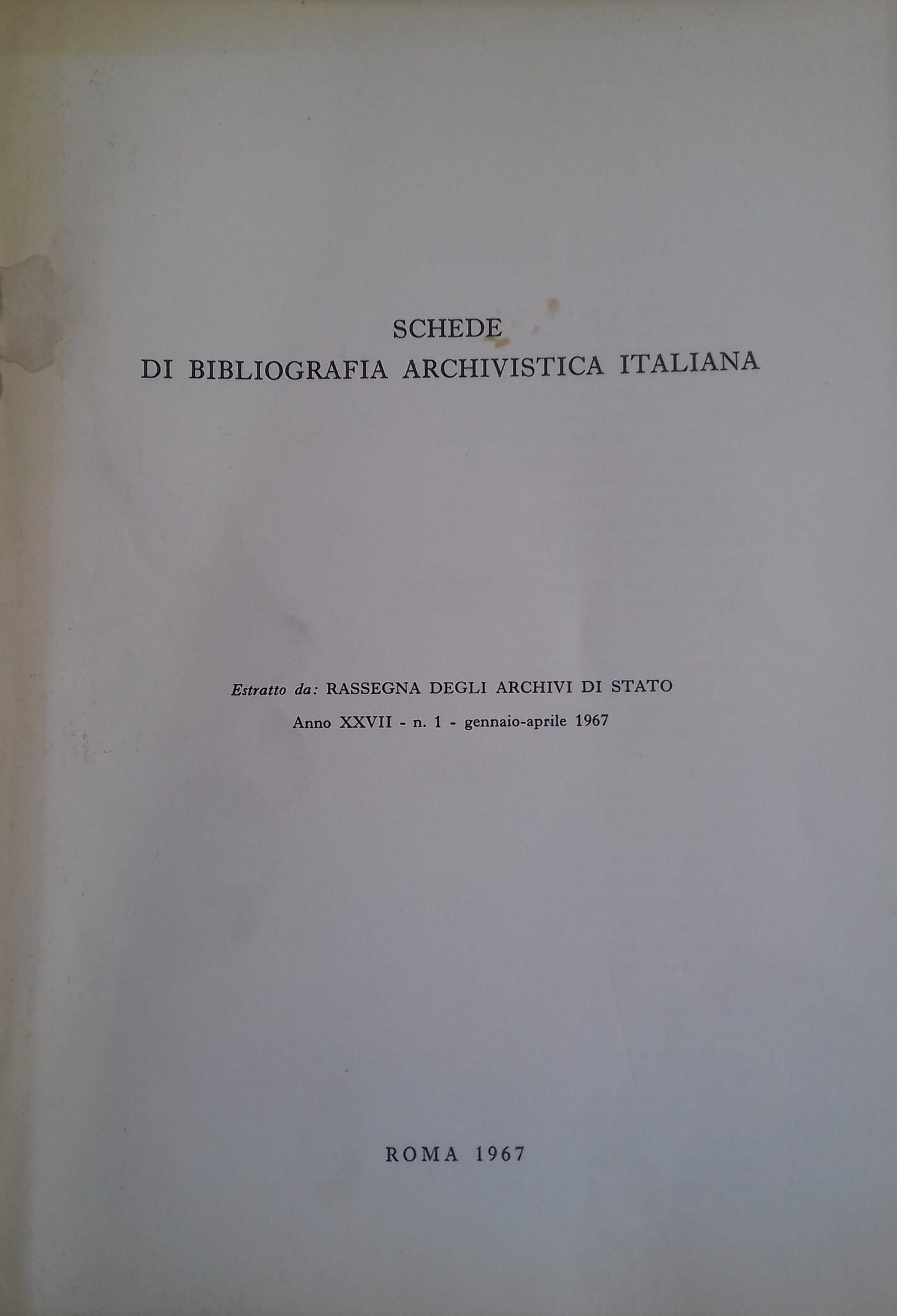 Schede di Bibliografia Archivistica Italiana - copertina