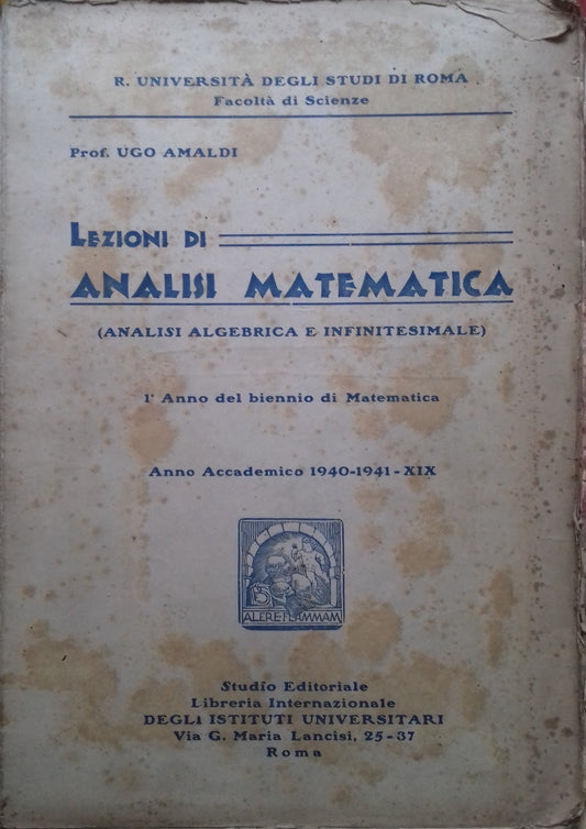 Lezioni di Analisi Matematica (Analisi Algebrica e Infinitesimale) - copertina