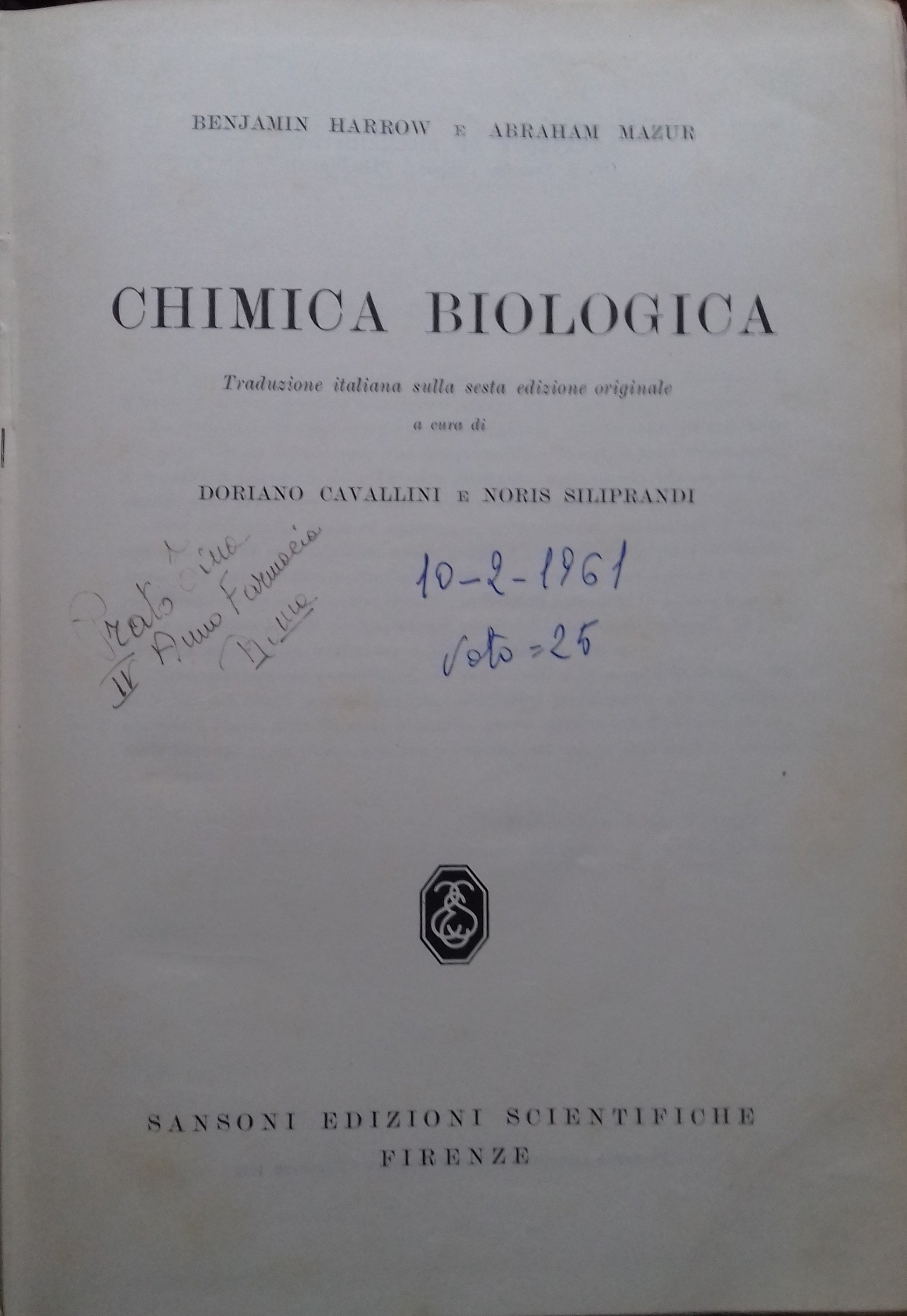 Chimica biologica - copertina