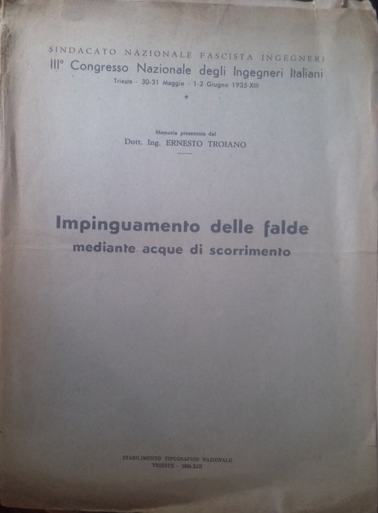 Impinguamento delle falde mediante acque di scorrimento - copertina