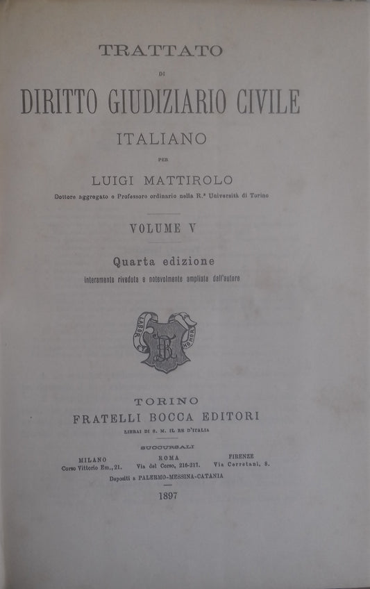 Trattato di Diritto Giudiziario Civile Italiano. Vol. V - copertina