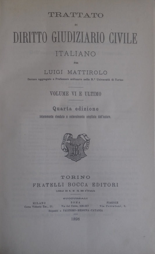 Trattato di Diritto Giudiziario Civile Italiano. Vol. VI - copertina