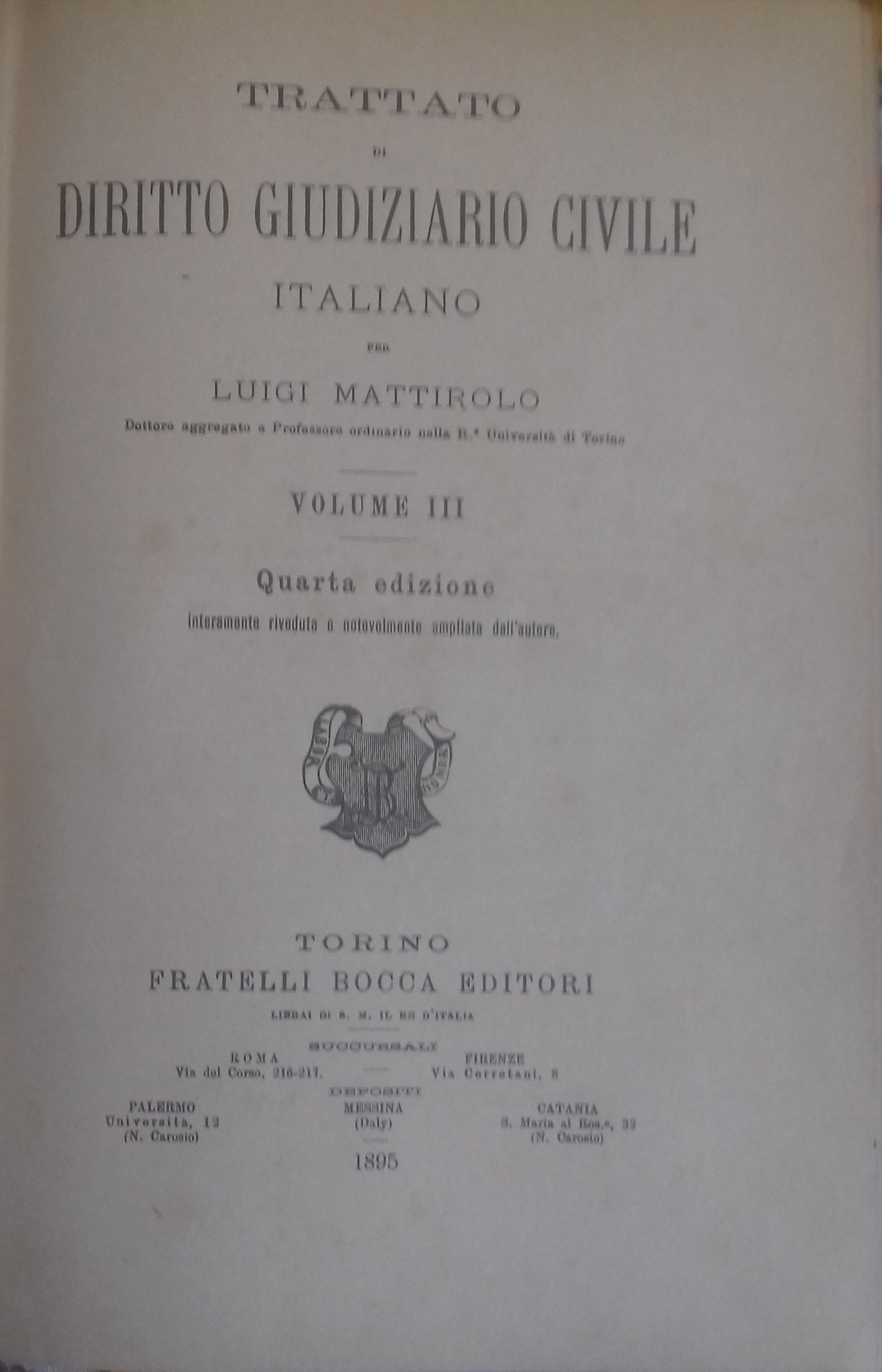 Trattato di Diritto Giudiziario Civile Italiano. Volume III - copertina