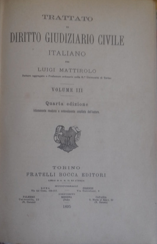 Trattato di Diritto Giudiziario Civile Italiano. Volume III - copertina