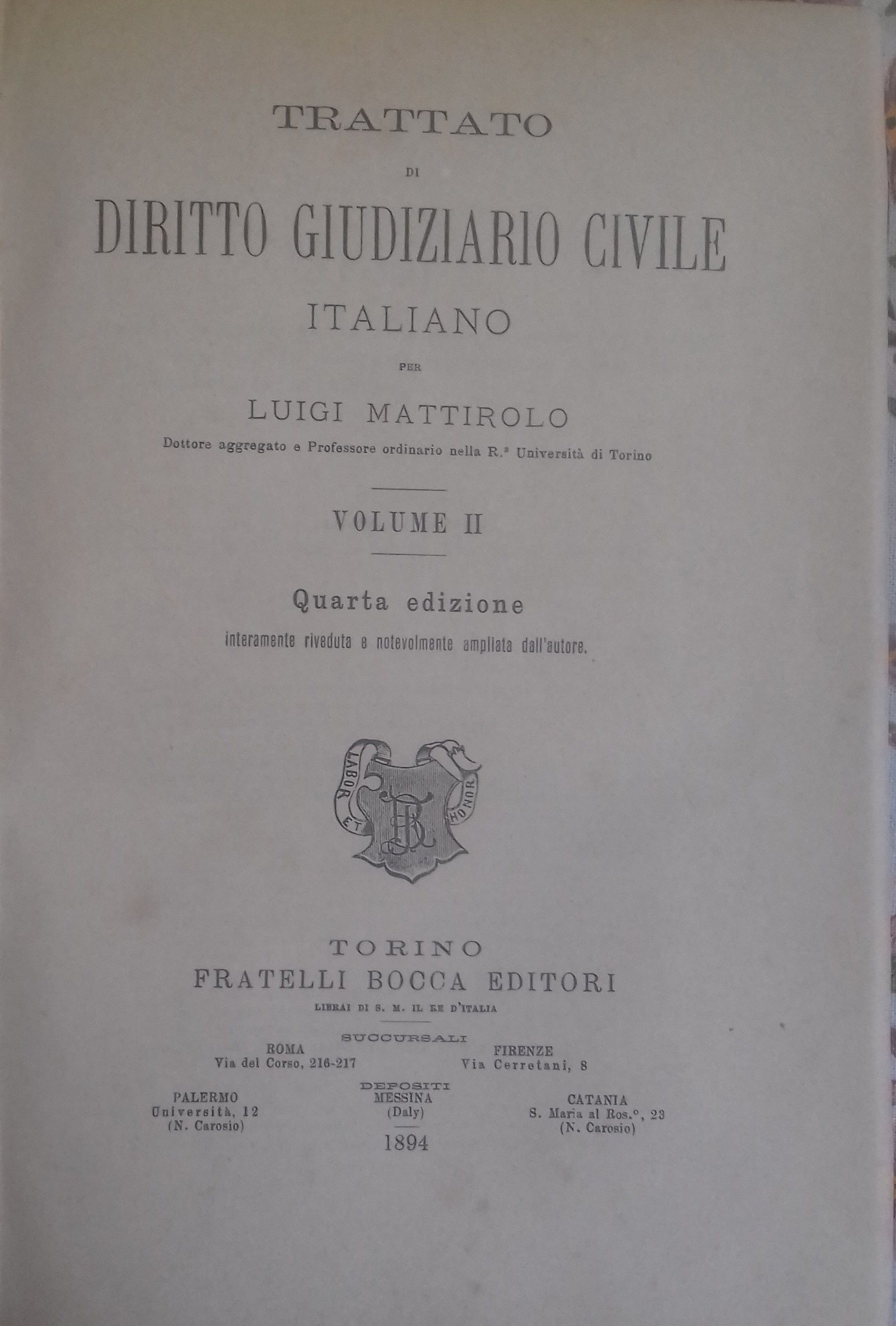 Trattato di Diritto Giudiziario Civile Italiano. Voluem II - copertina