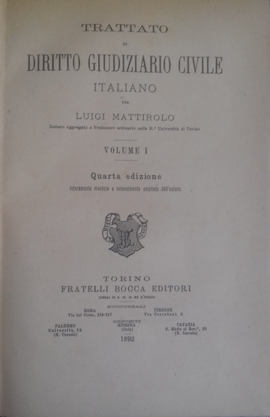 Trattato di Diritto Giudiziario Civile Italiano. Voll. I - VI - copertina
