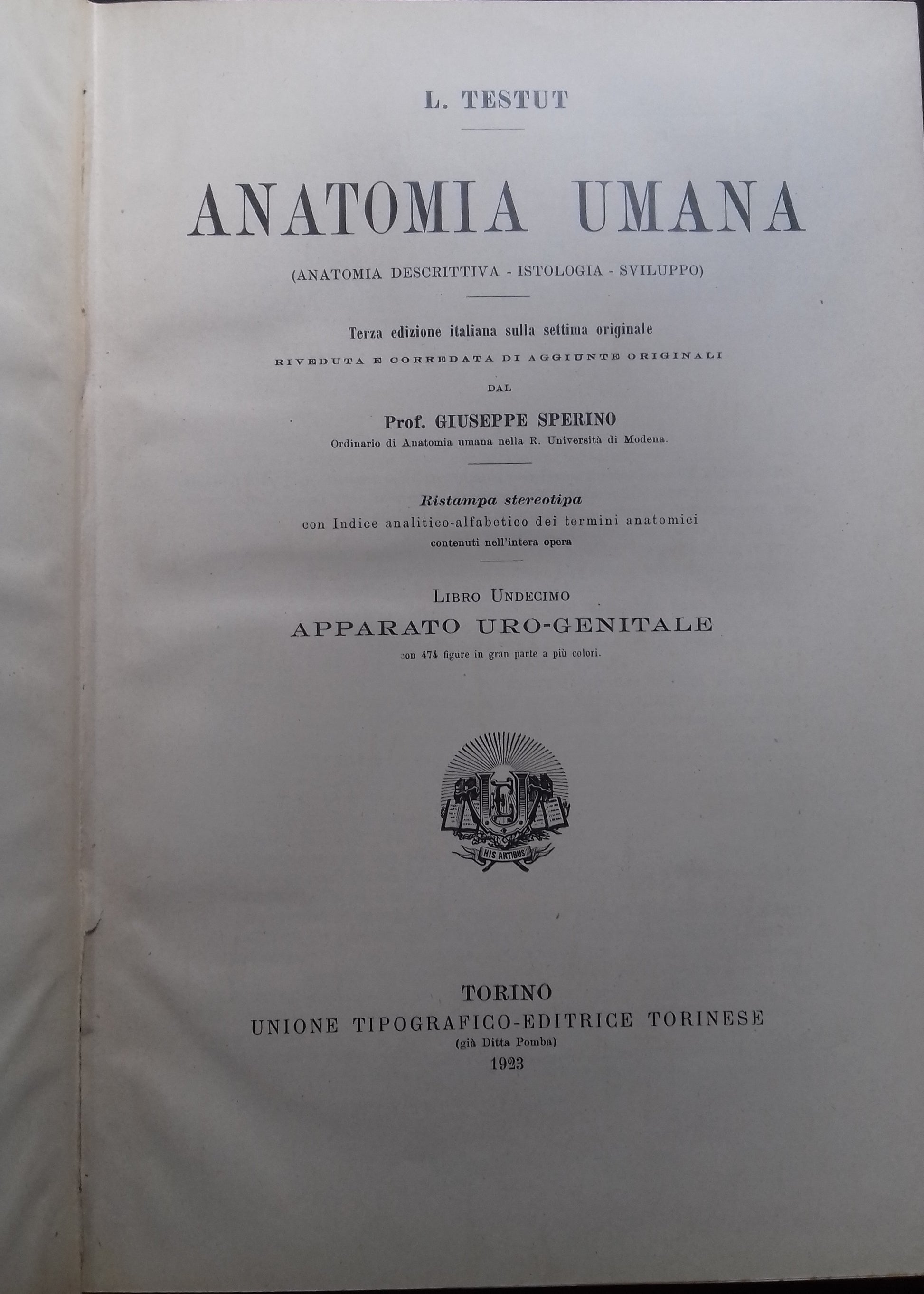 Anatomia umana. Libro undecimo: Apparato Uro-Generale - copertina