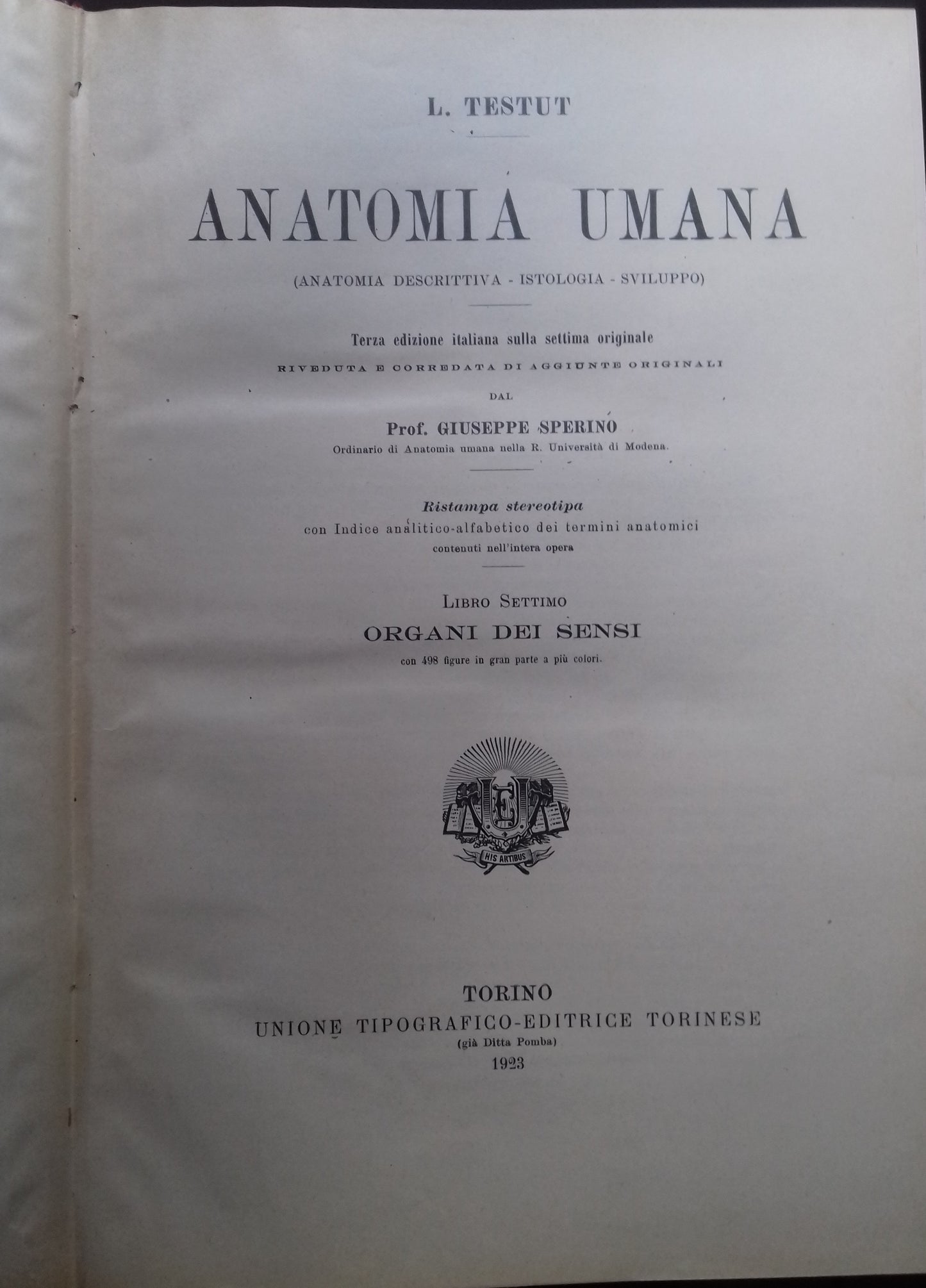 Anatomia Umana. Libro settimo: Organi sei Sensi. Libro ottavo: Respirazione e Fonazione - copertina
