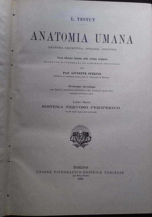 Anatomia Umana. Libro sesto: Sistema Nervoso Periferico - copertina