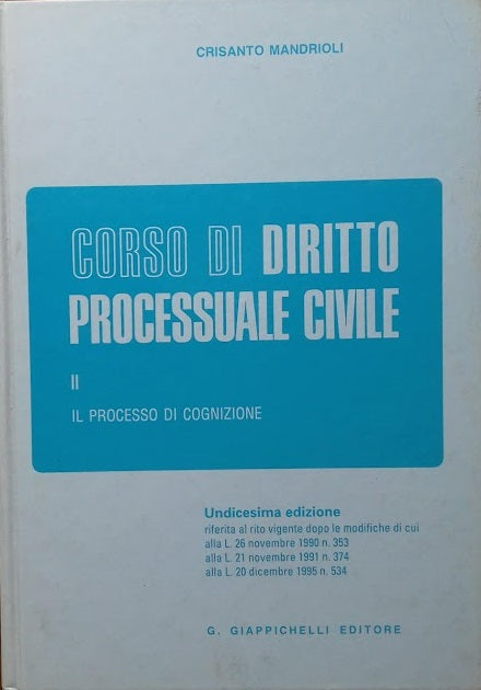 Corso di diritto processuale civile. Vol. II: Il processo di cognizione - copertina