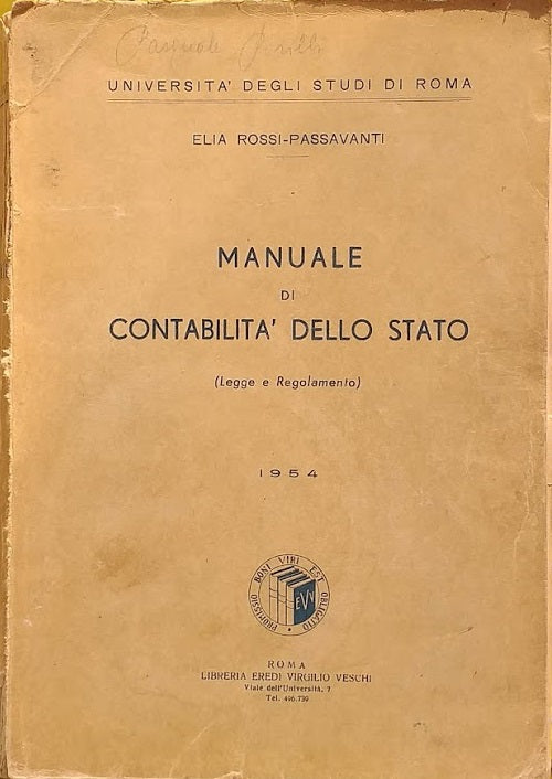 Manuale di contabilità dello stato (Leggi e Regolamento) - copertina