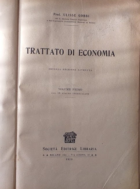 Trattato di economia. Vol. 1 - copertina